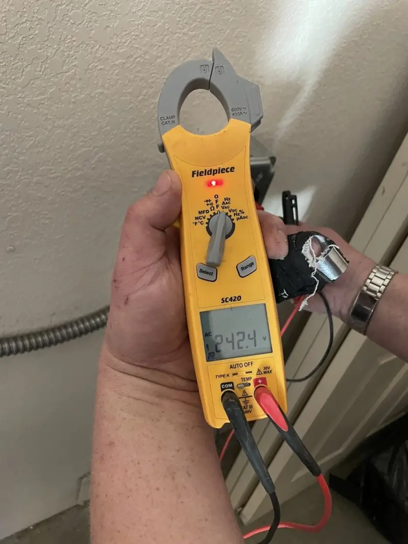Voltage testing with clamp meter during Generator Installation in Redwood City